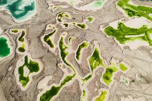 Aerial of salt lakes, natural landscape in Qinghai, China. photo