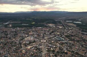 The cityscape of Turks Bagua City in China at dusk. photo