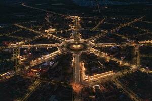 The cityscape of Turks Bagua City in China at dusk. photo