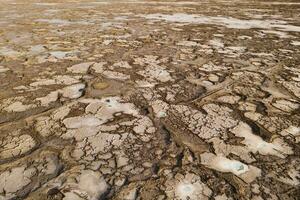 Salt pond in the dry land in Qinghai, China. photo