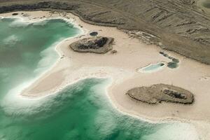 Aerial of salt lakes, natural landscape in Qinghai, China. photo