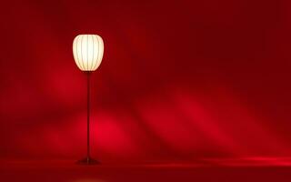 A lamp with red background, 3d rendering. photo