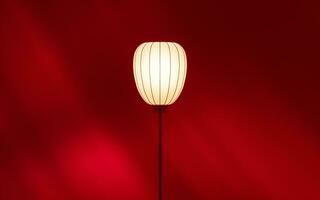 A lamp with red background, 3d rendering. photo