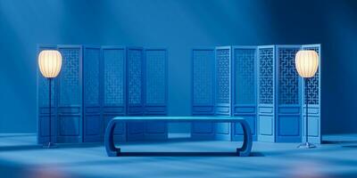Empty stage with Chinese style background, 3d rendering. photo