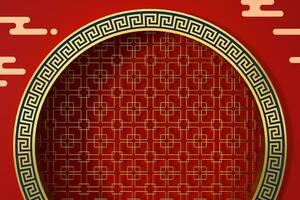 Chinese style red background, festival decoration, 3d rendering. photo