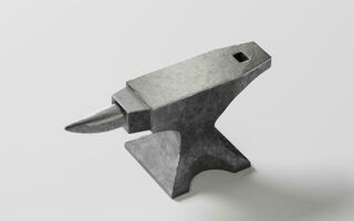 Metal anvil with black background, 3d rendering. photo