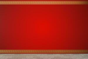 Chinese style red background, festival decoration, 3d rendering. photo