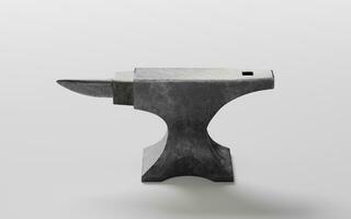 Metal anvil with black background, 3d rendering. photo