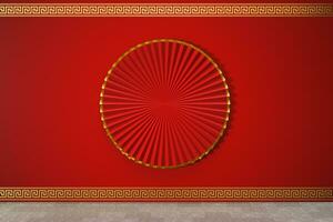 Red Chinese style fan, traditional decoration, 3d rendering. photo