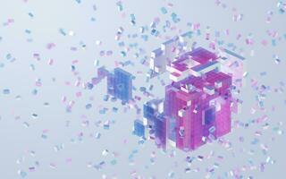 Translucent gradients cubes and materials, 3d rendering. photo