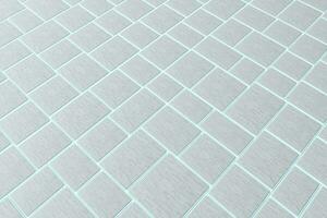 Gray tile cubes floor with cyan gap, 3d rendering. photo