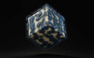 Abstract cube shape, cube geometry, 3d rendering. photo