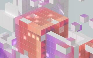 Translucent gradients cubes and materials, 3d rendering. photo