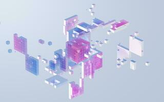 Translucent gradients cubes and materials, 3d rendering. photo