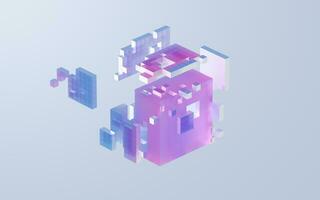 Translucent gradients cubes and materials, 3d rendering. photo