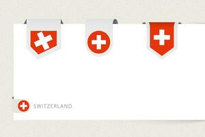 etiqueta bandera colección de Suiza en diferente forma. cinta bandera modelo de Suiza vector