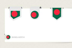 Label flag collection of Bangladesh in different shape. Ribbon flag template of Bangladesh vector