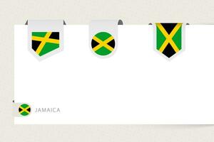 Label flag collection of Jamaica in different shape. Ribbon flag template of Jamaica vector