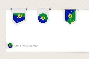 Label flag collection of Christmas Island in different shape. Ribbon flag template of Christmas Island vector