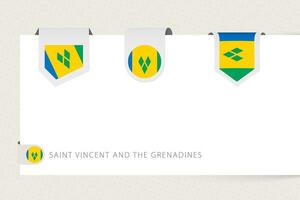 Label flag collection of Saint Vincent and the Grenadines in different shape. Ribbon flag template of Saint Vincent and the Grenadines vector