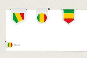 Label flag collection of Mali in different shape. Ribbon flag template of Mali vector