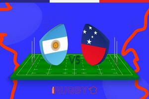 Rugby team Argentina vs Samoa on rugby field. Rugby stadium on abstract background for international championship. vector