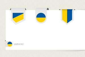 Label flag collection of Ukraine in different shape. Ribbon flag template of Ukraine vector