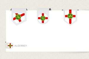 Label flag collection of Alderney in different shape. Ribbon flag template of Alderney vector