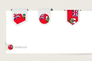 Label flag collection of Bermuda in different shape. Ribbon flag template of Bermuda vector