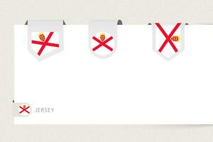 Label flag collection of Jersey in different shape. Ribbon flag template of Jersey vector