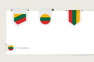 Label flag collection of Lithuania in different shape. Ribbon flag template of Lithuania vector