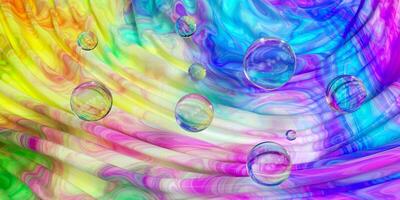 Wave colorful painting pattern bubble spheres, 3d rendering. photo