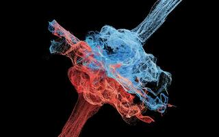 Collision of particles, decorative particles, 3d rendering. photo