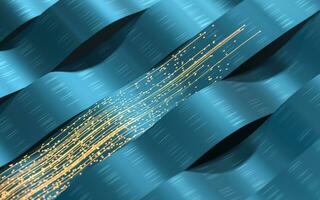 Flowing wave clothe with glowing particles, 3d rendering. photo