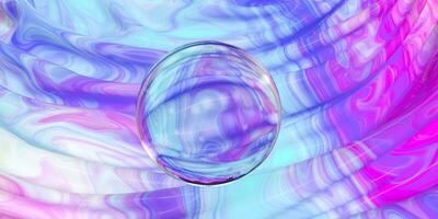 Wave colorful painting pattern bubble spheres, 3d rendering. photo