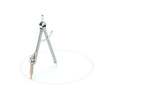 Compasses with white background, tools for drawing, 3d rendering. photo