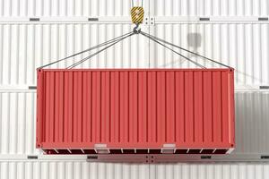 Container and weight,logistics and transmission,3d rendering. photo