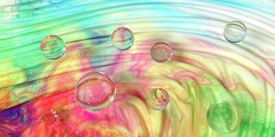 Wave colorful painting pattern bubble spheres, 3d rendering. photo