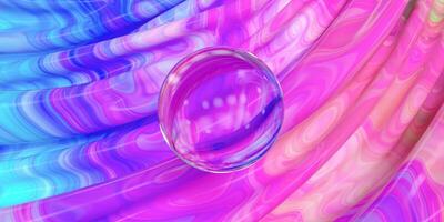 Wave colorful painting pattern bubble spheres, 3d rendering. photo