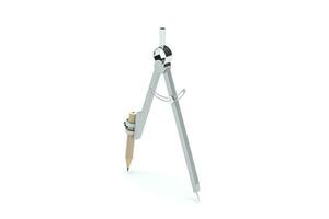 Compasses with white background, tools for drawing, 3d rendering. photo