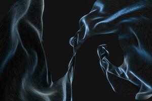 Flowing silk with black background,3d rendering. photo