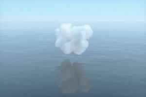 el nube flotante en el lago, tranquilo escena, 3d representación. foto