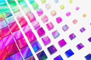 Cubes with wave colorful painting pattern, 3d rendering. photo