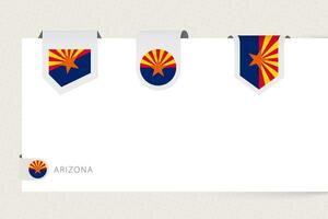 Label flag collection of US state Arizona in different shape. Ribbon flag template of Arizona vector