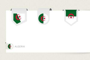 Label flag collection of Algeria in different shape. Ribbon flag template of Algeria vector