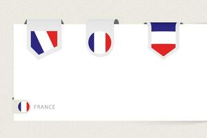 Label flag collection of France in different shape. Ribbon flag template of France vector