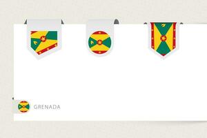 Label flag collection of Grenada in different shape. Ribbon flag template of Grenada vector