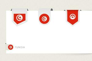 Label flag collection of Tunisia in different shape. Ribbon flag template of Tunisia vector