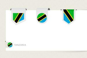 etiqueta bandera colección de Tanzania en diferente forma. cinta bandera modelo de Tanzania vector