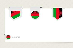 Label flag collection of Malawi in different shape. Ribbon flag template of Malawi vector